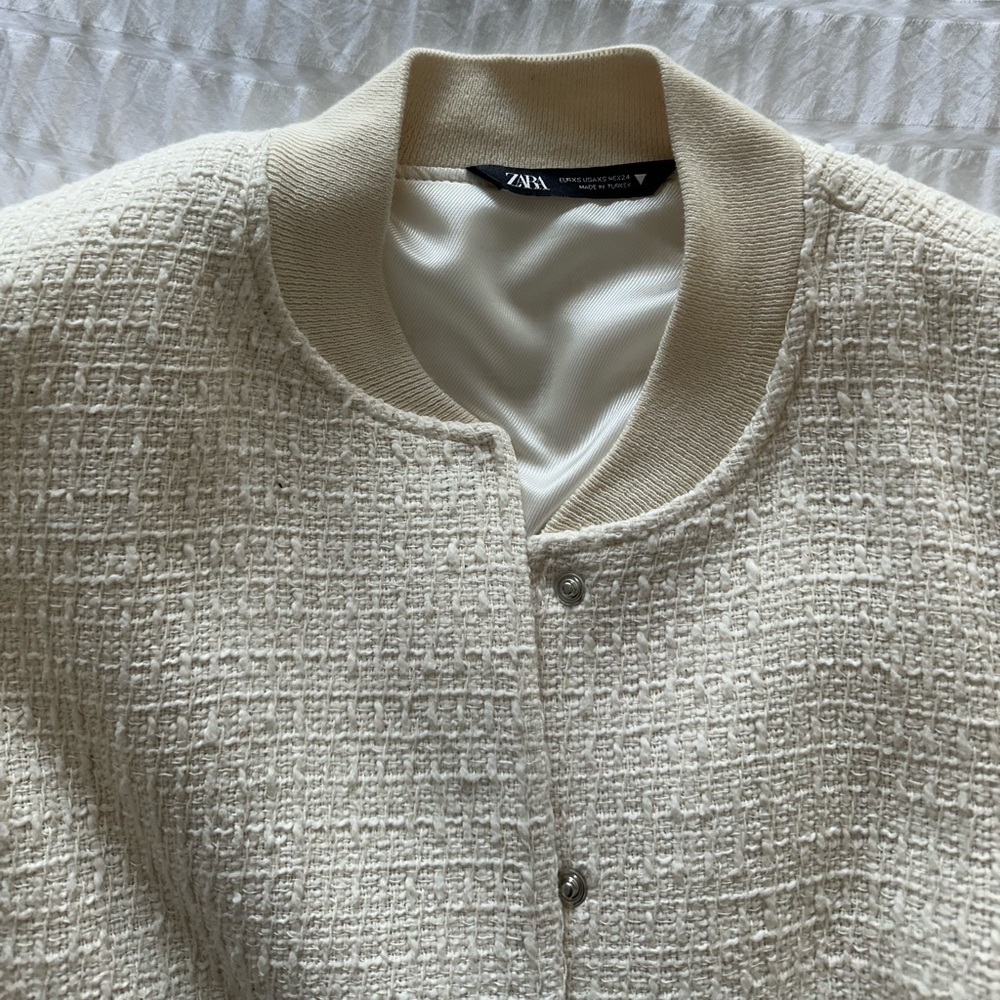 Zara Textured Weave Bomber Jacket - Picture 3 of 3